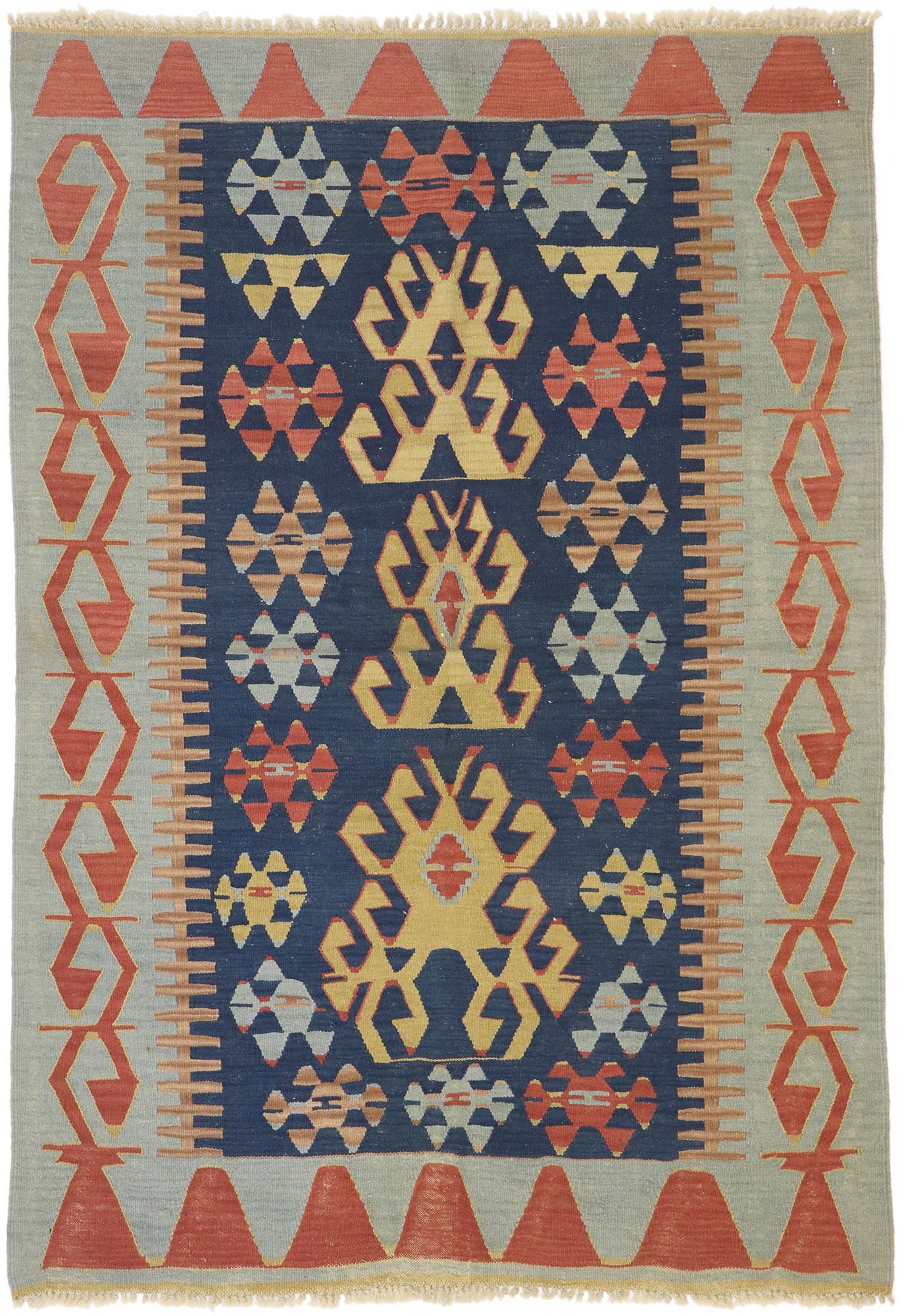 4 x 6 Vintage Persian Shiraz Kilim Rug 77998