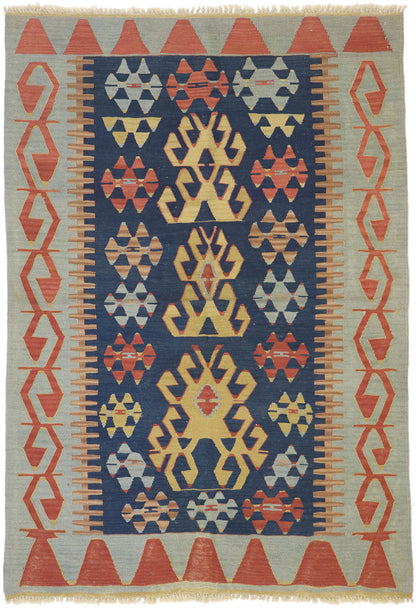 4 x 6 Vintage Persian Shiraz Kilim Rug 77998
