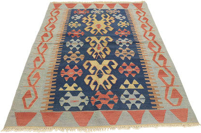 4 x 6 Vintage Persian Shiraz Kilim Rug 77998