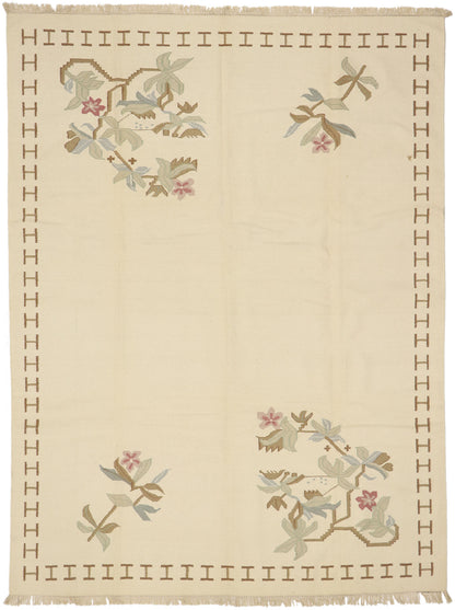 9 x 12 Vintage Oltenian Romanian Floral Kilim Rug 78000