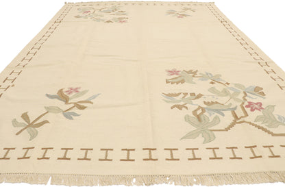 9 x 12 Vintage Oltenian Romanian Floral Kilim Rug 78000