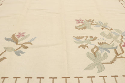 9 x 12 Vintage Oltenian Romanian Floral Kilim Rug 78000