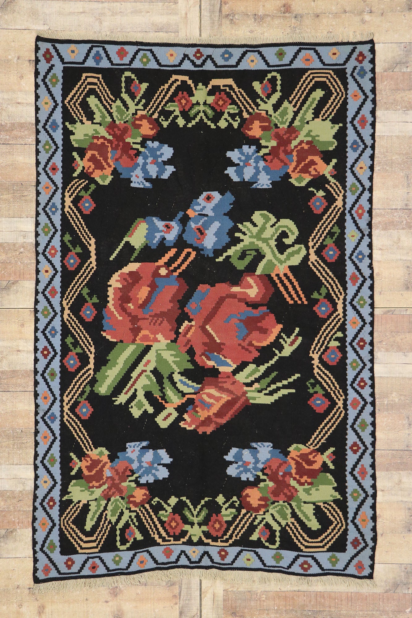 5 x 8 Vintage Turkish Rose Kilim Rug 78009