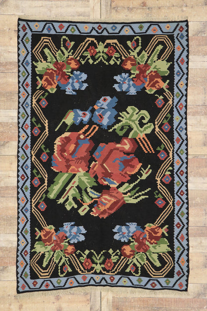 5 x 8 Vintage Turkish Rose Kilim Rug 78009