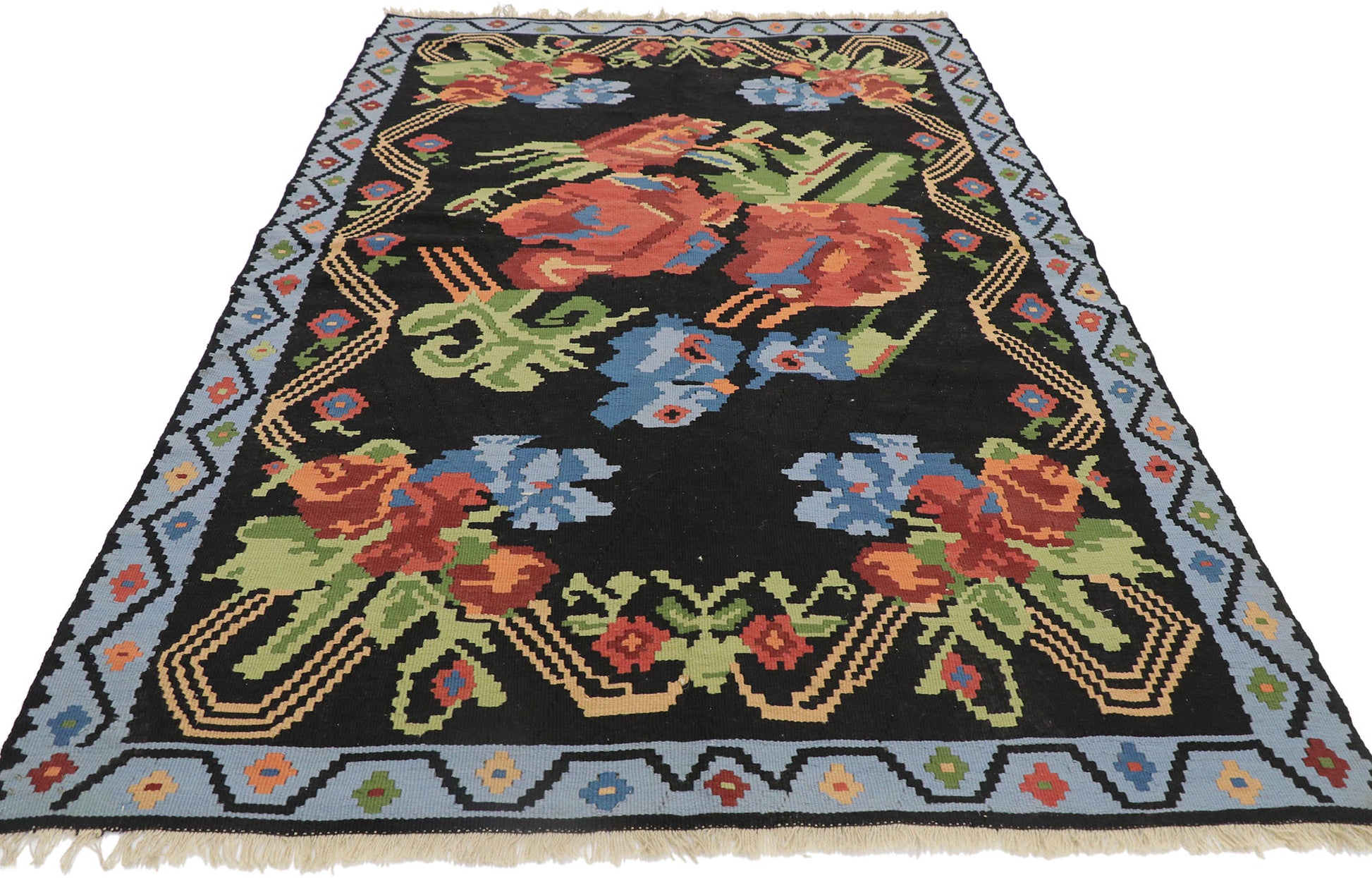 5 x 8 Vintage Turkish Rose Kilim Rug 78009