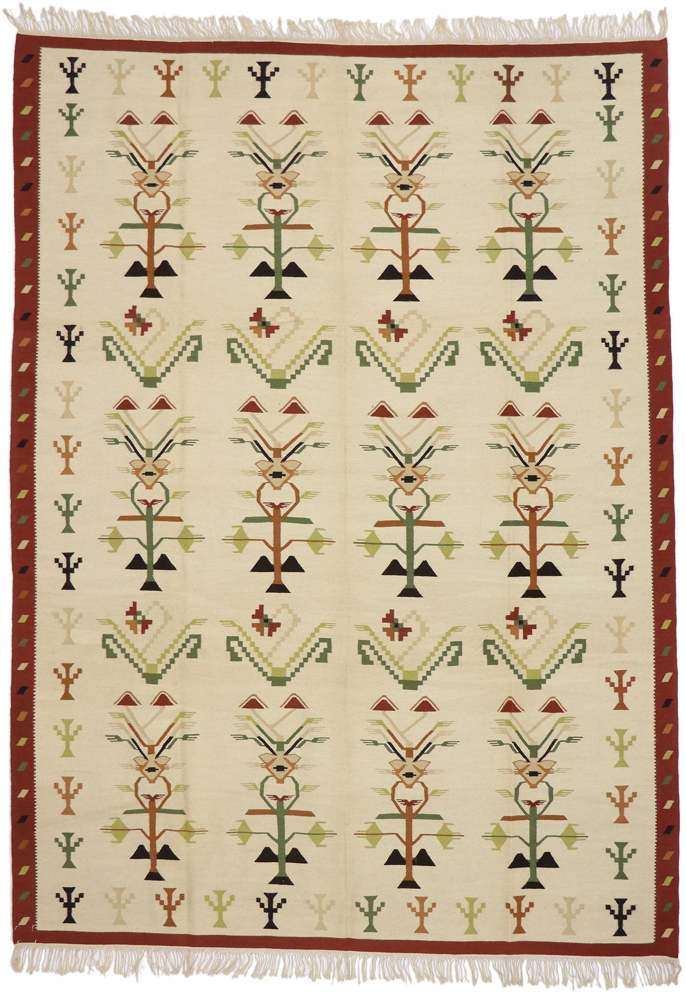9 x 12 Vintage Oltenian Romanian Kilim Rug 78014
