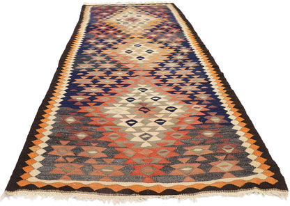 4 x 10 Vintage Persian Bijar Kilim Rug 78015
