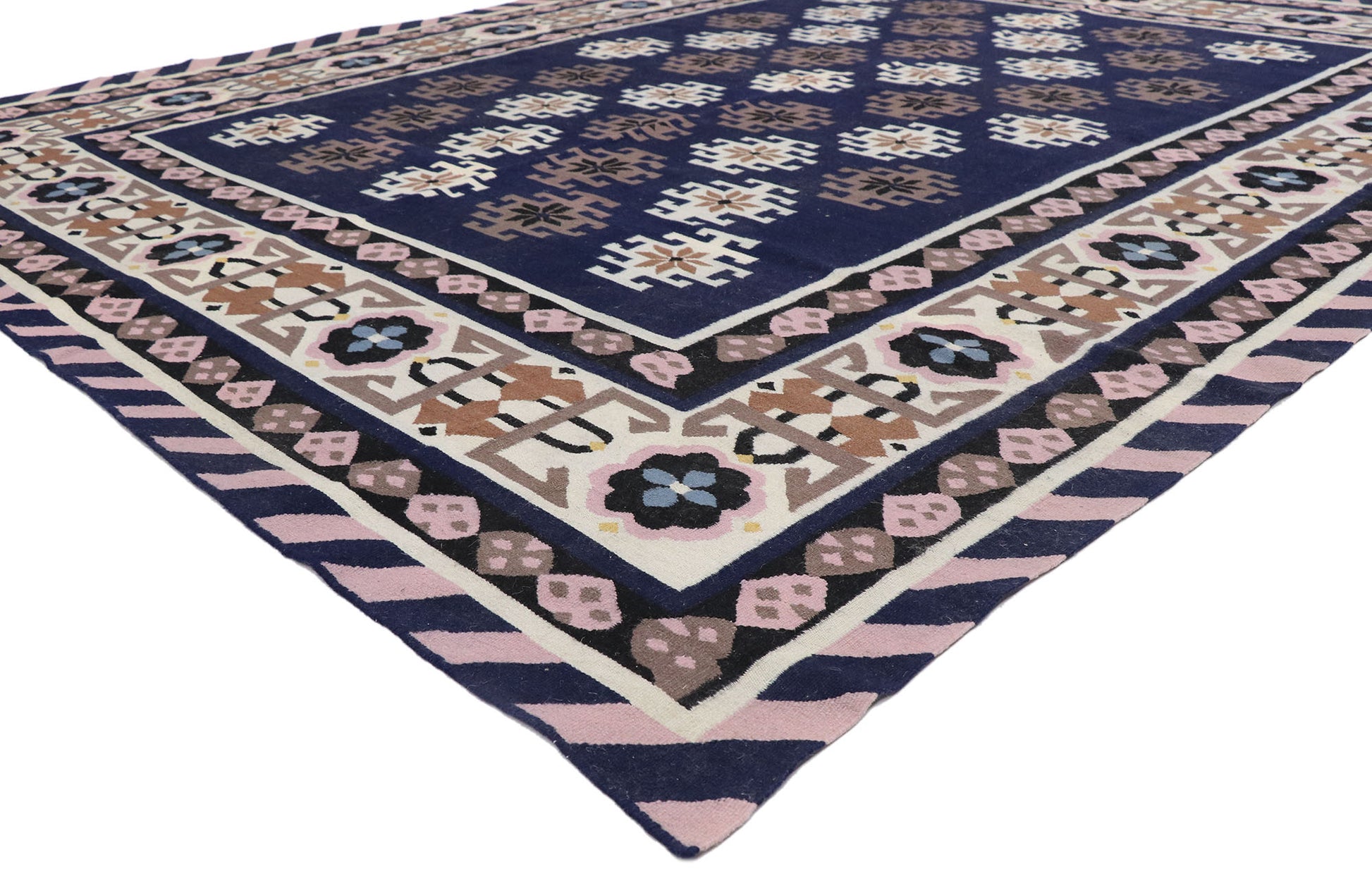 8 x 10 Vintage Romanian Kilim Rug 78021