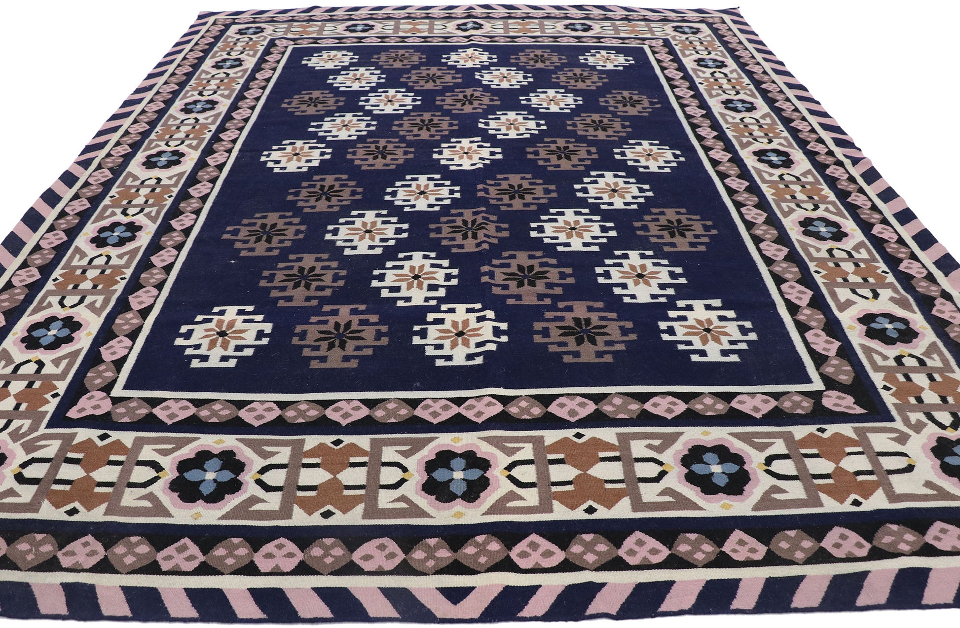 8 x 10 Vintage Romanian Kilim Rug 78021