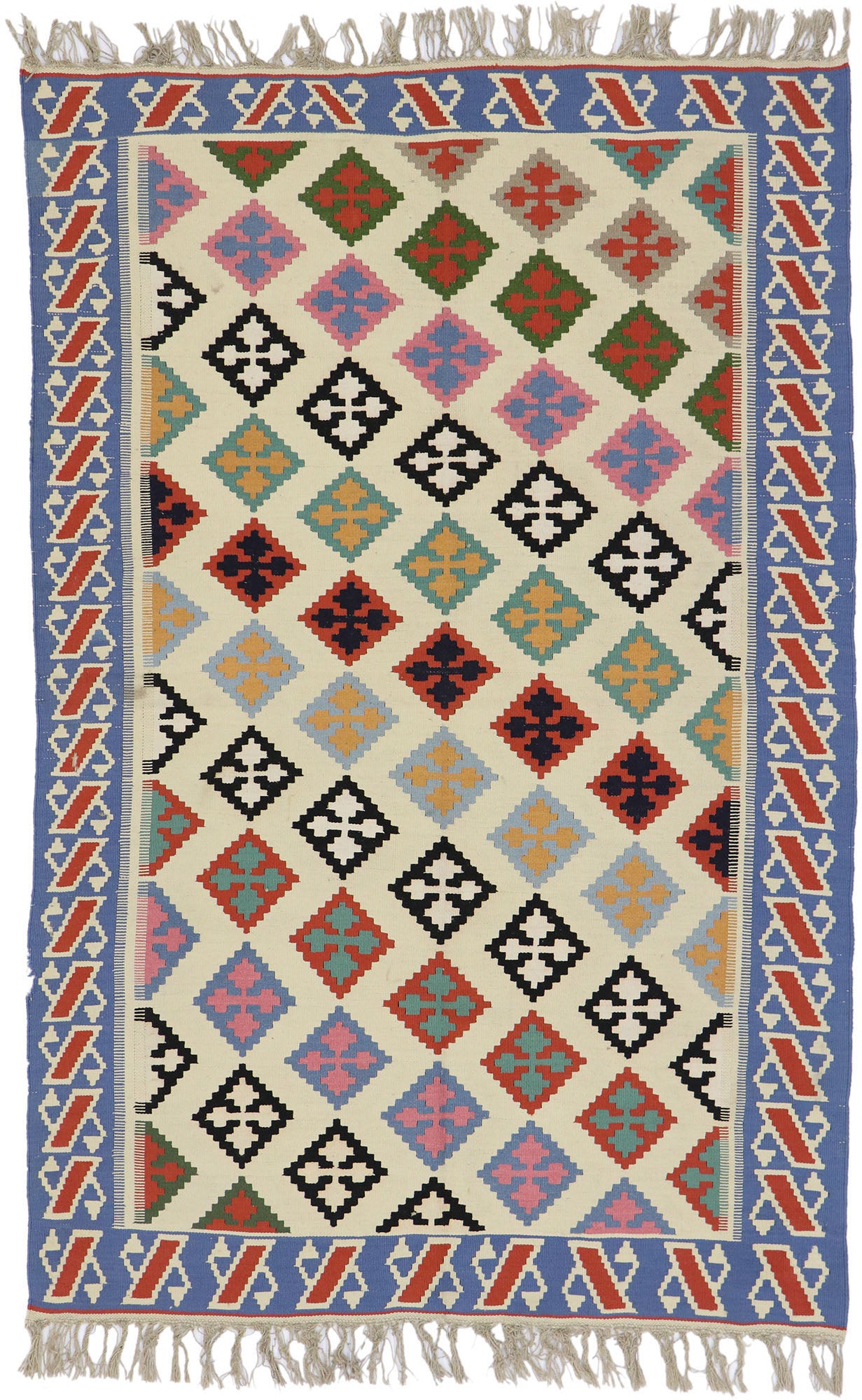 4 x 6 Vintage Persian Shiraz Kilim Rug 78028