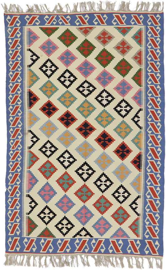4 x 6 Vintage Persian Shiraz Kilim Rug 78028