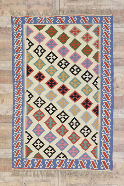4 x 6 Vintage Persian Shiraz Kilim Rug 78028