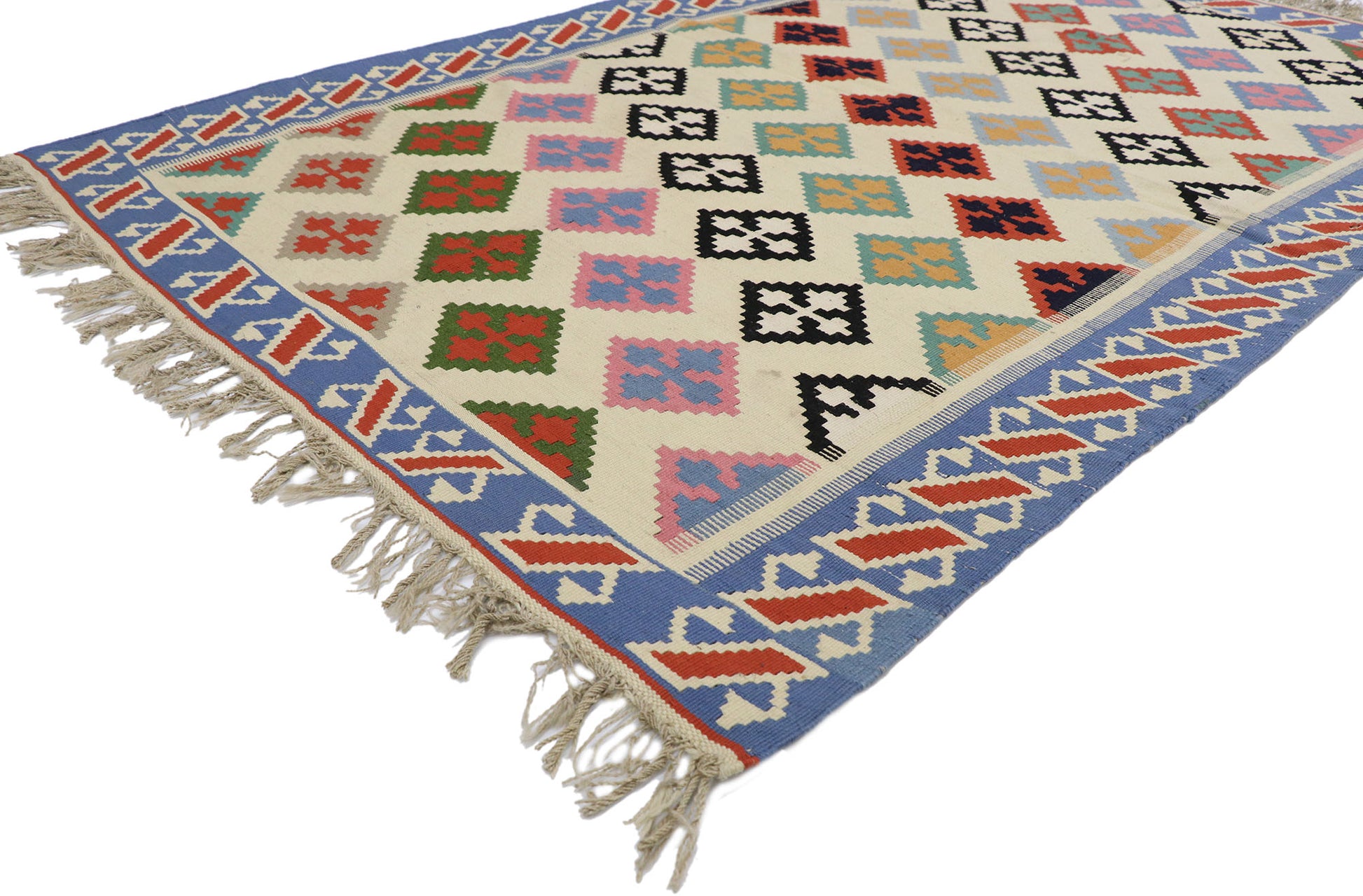 4 x 6 Vintage Persian Shiraz Kilim Rug 78028