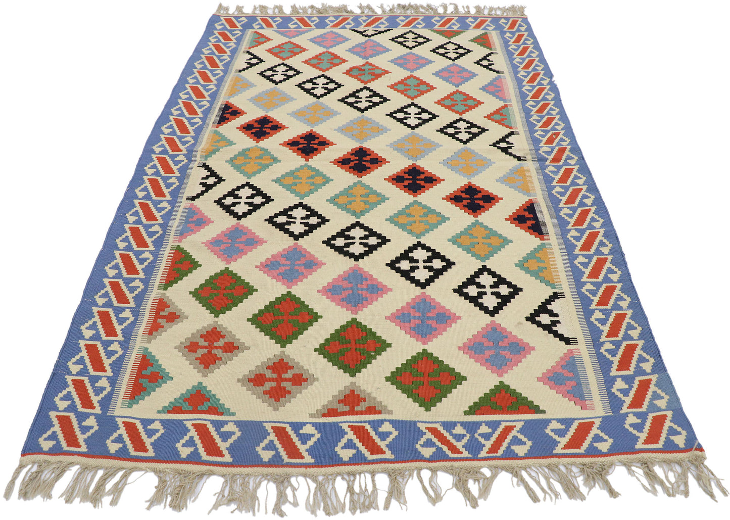 4 x 6 Vintage Persian Shiraz Kilim Rug 78028