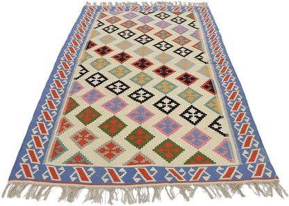 4 x 6 Vintage Persian Shiraz Kilim Rug 78028