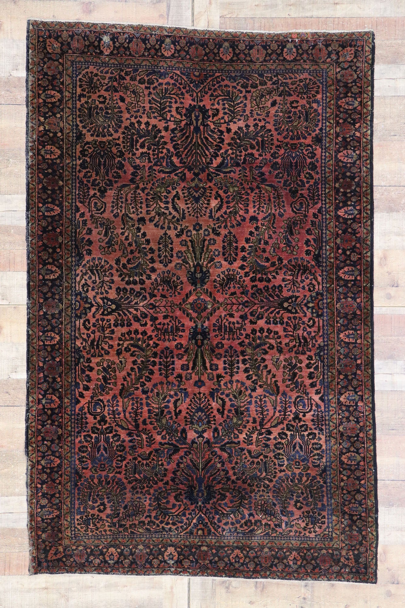 4 x 7 Antique Persian Sarouk Rug 78029