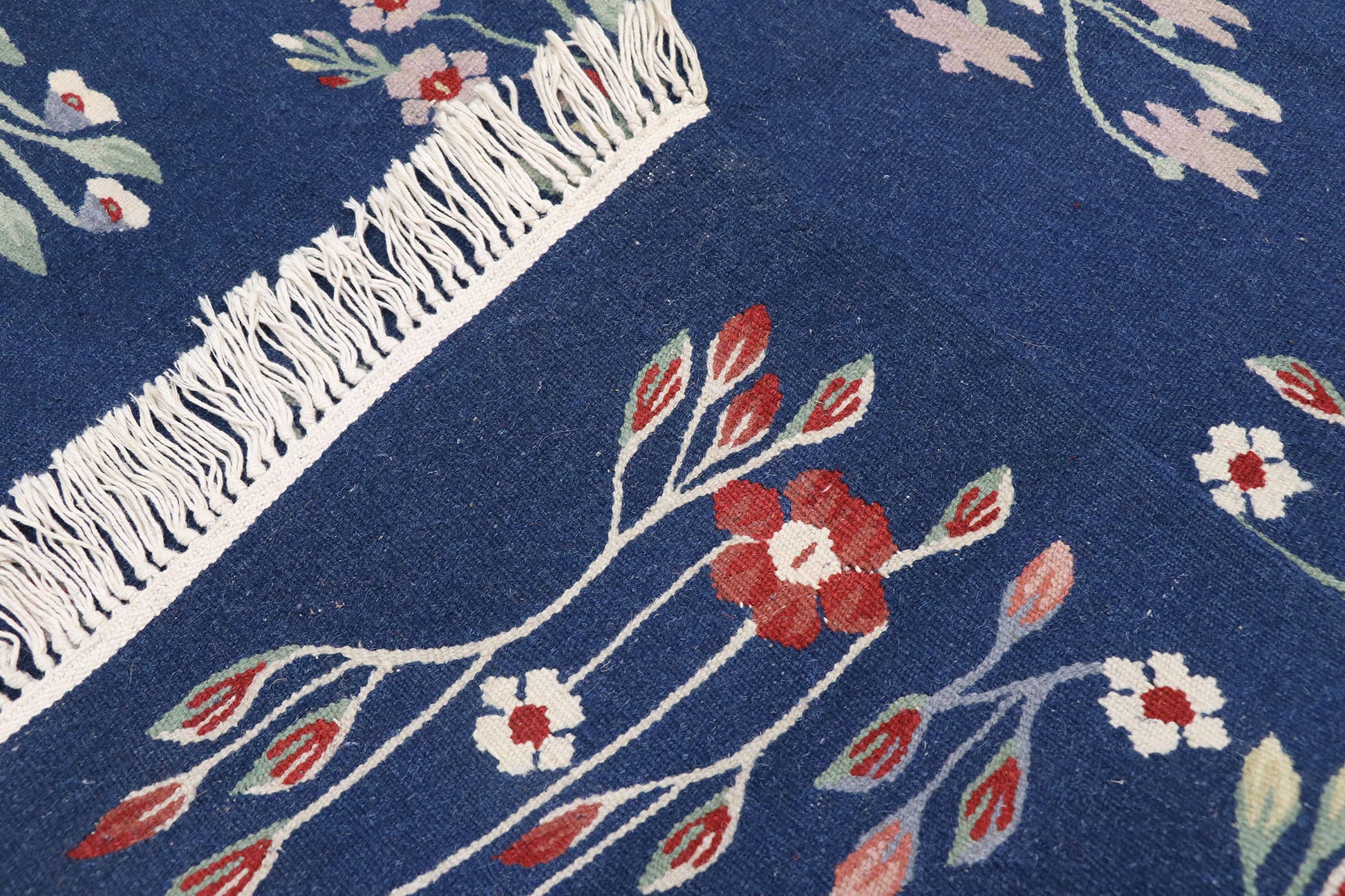 4 x 6 Vintage Romanian Floral Kilim Rug 78031