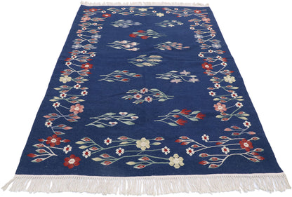 4 x 6 Vintage Romanian Floral Kilim Rug 78031