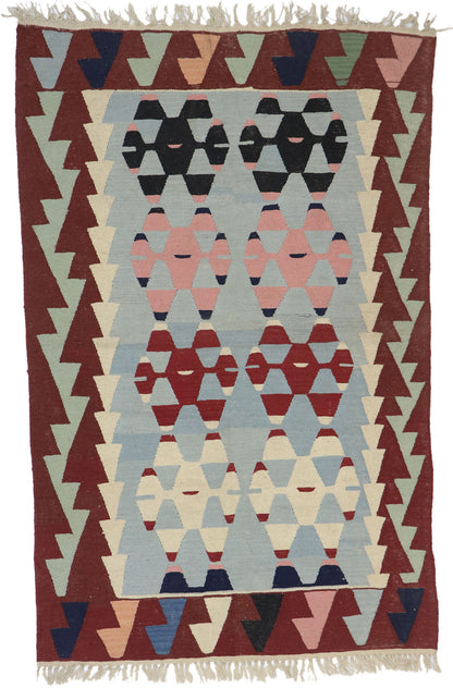 4 x 6 Vintage Persian Shiraz Kilim Rug 78033
