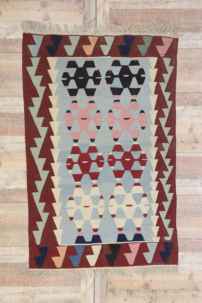 4 x 6 Vintage Persian Shiraz Kilim Rug 78033