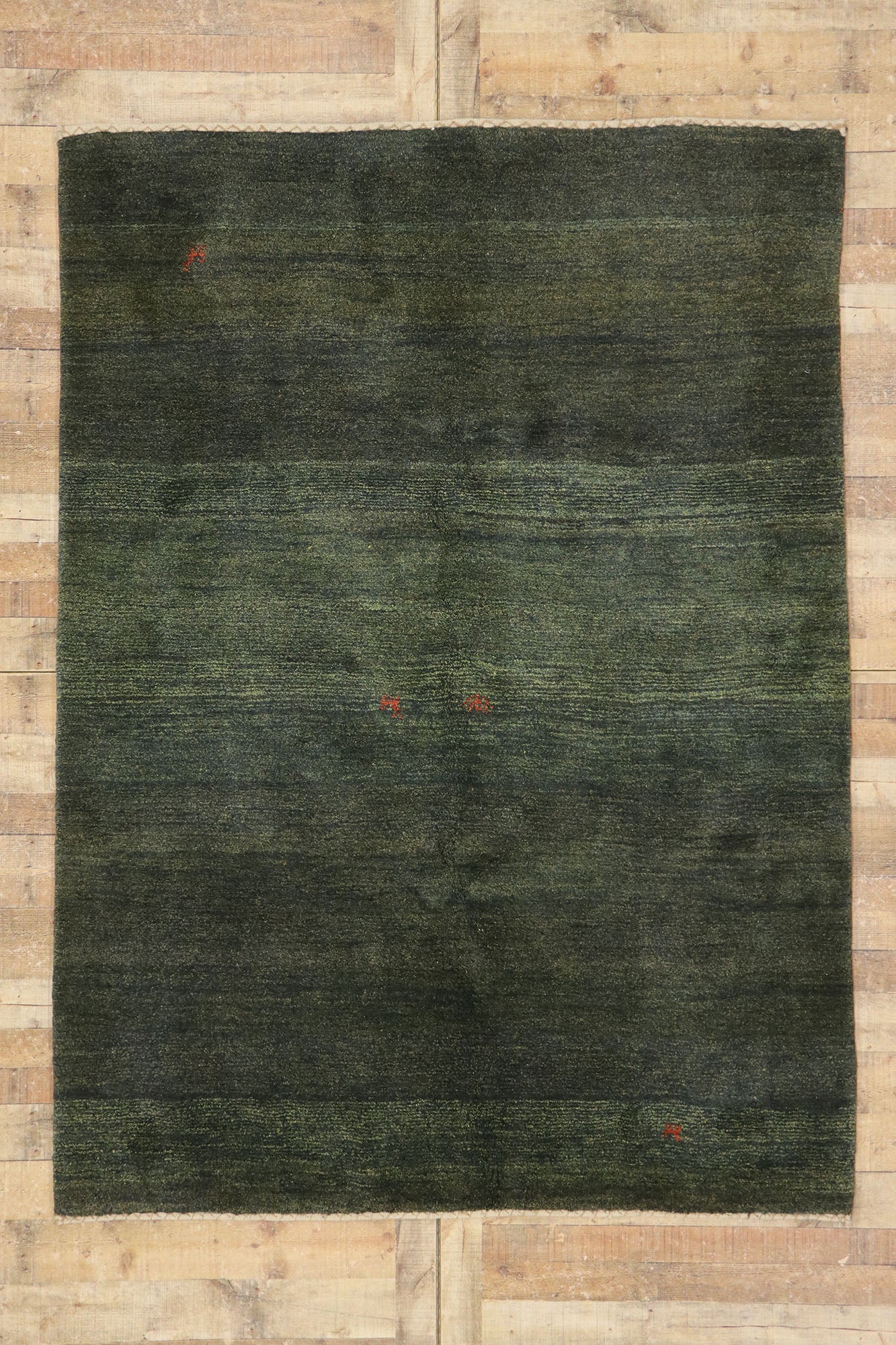 6 x 8 Vintage Persian Green Gabbeh Rug 78040