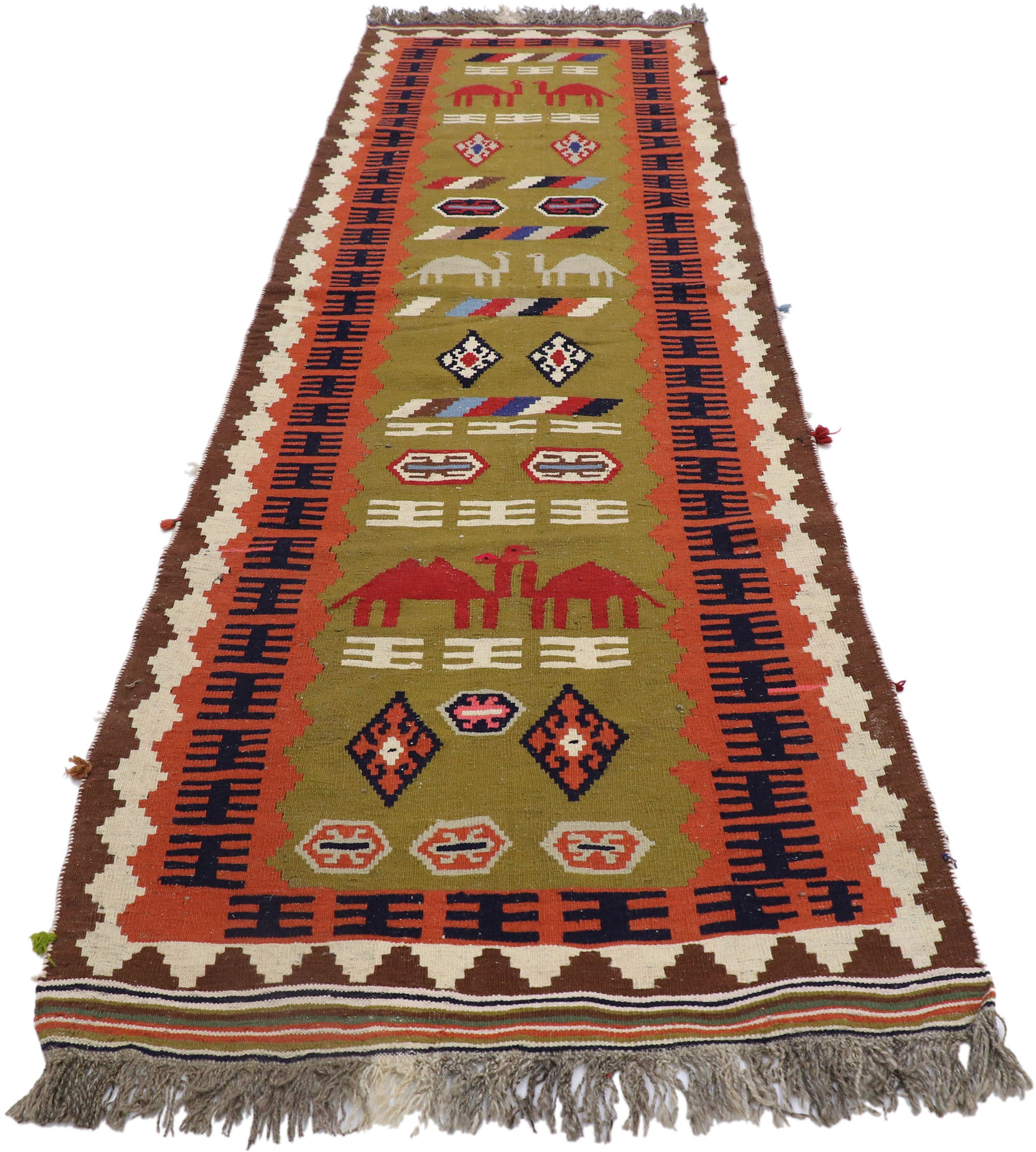 3 x 9 Vintage Persian Shiraz Kilim Runner 78042