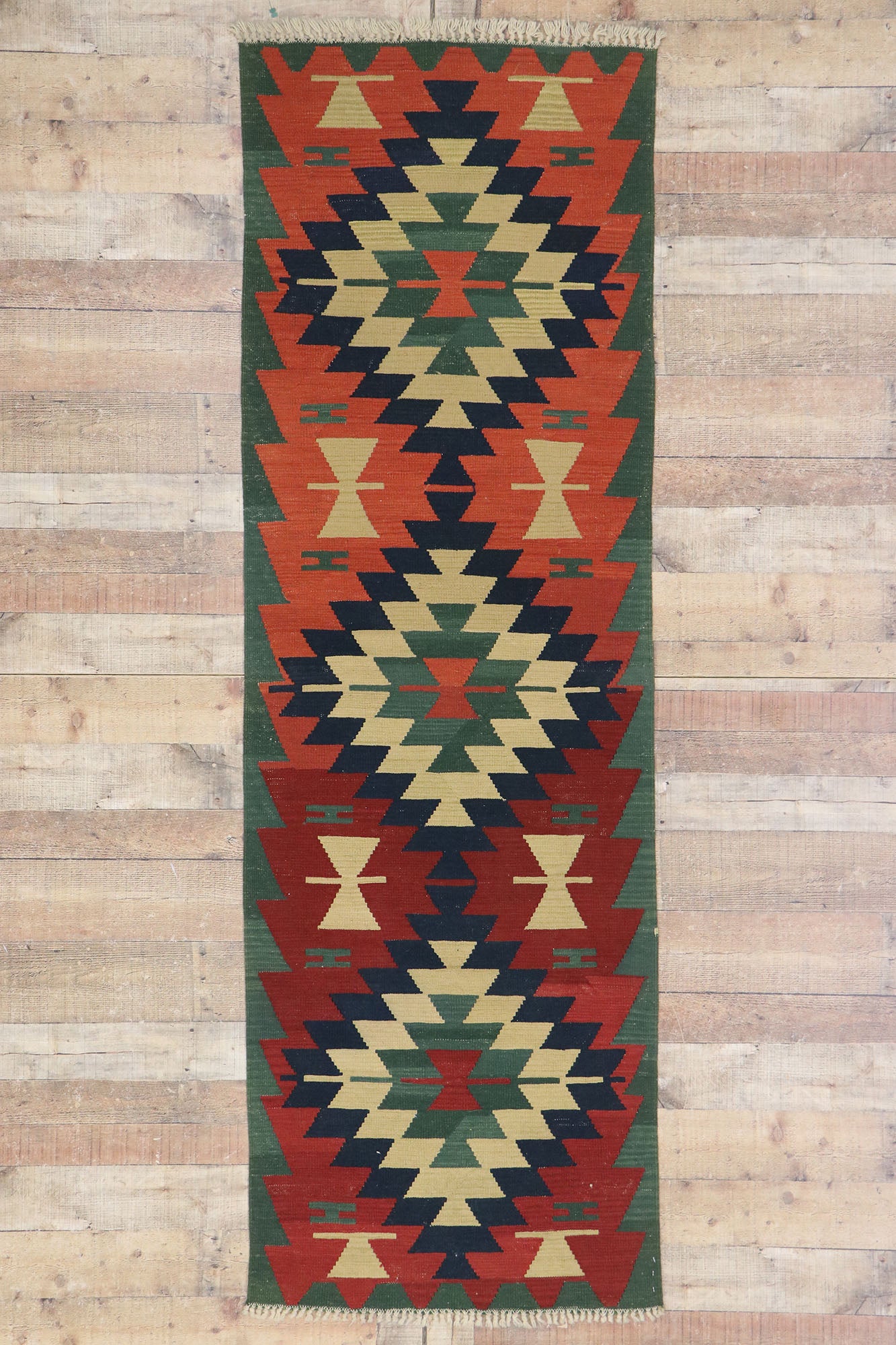 3 x 8 Vintage Persian Shiraz Kilim Runner 78044