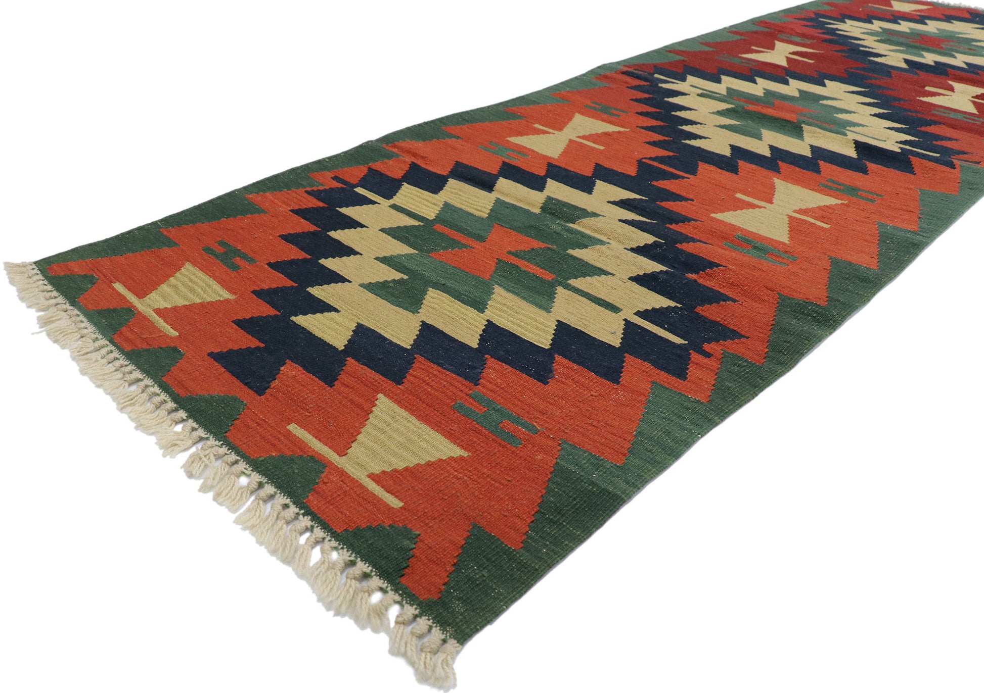 3 x 8 Vintage Persian Shiraz Kilim Runner 78044