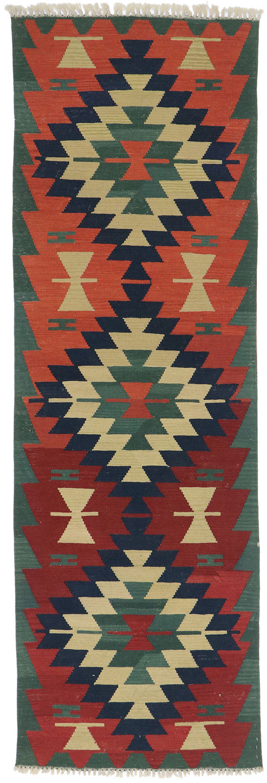 3 x 8 Vintage Persian Shiraz Kilim Runner 78044