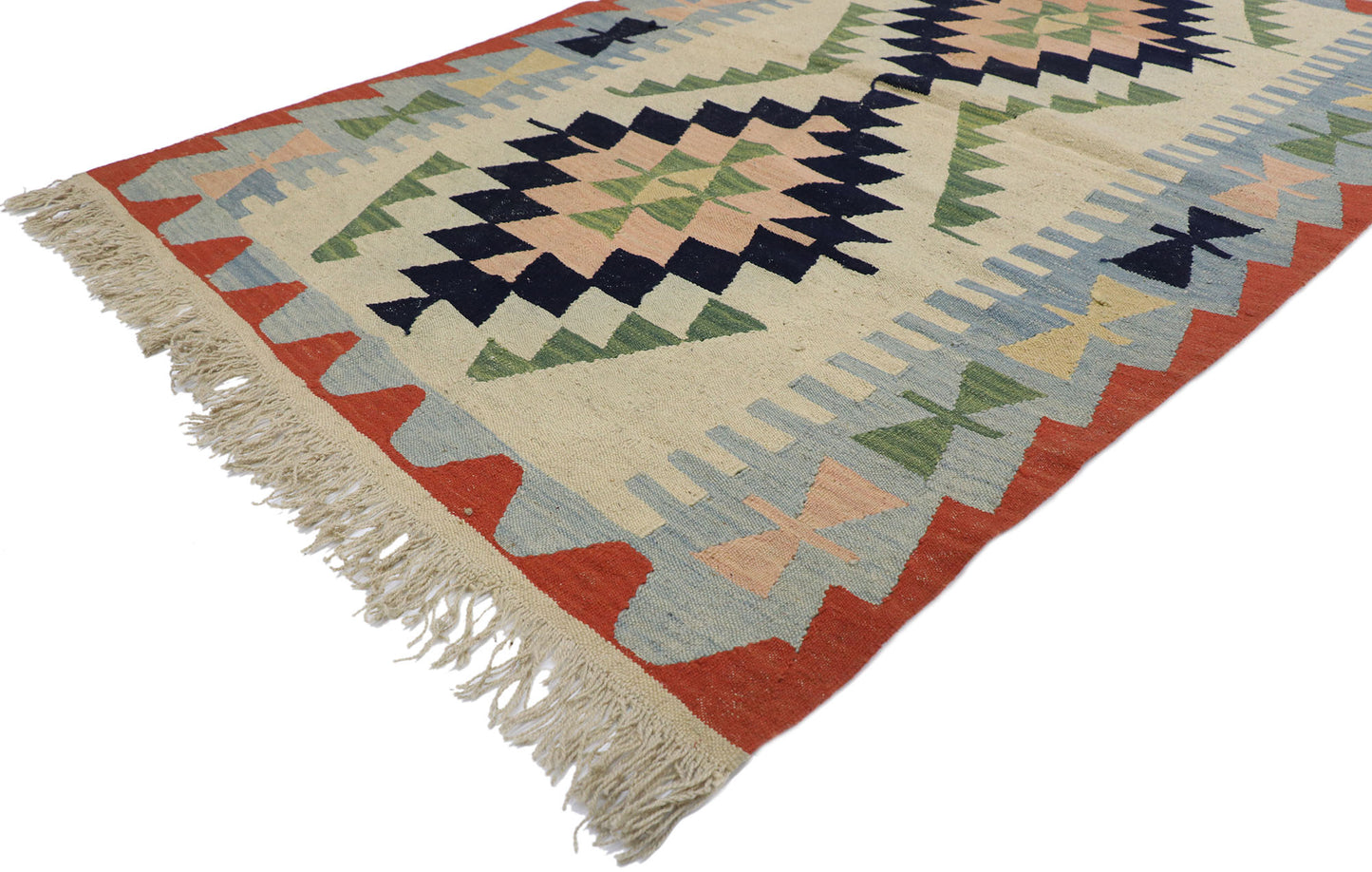 4 x 6 Vintage Persian Shiraz Kilim Rug 78046