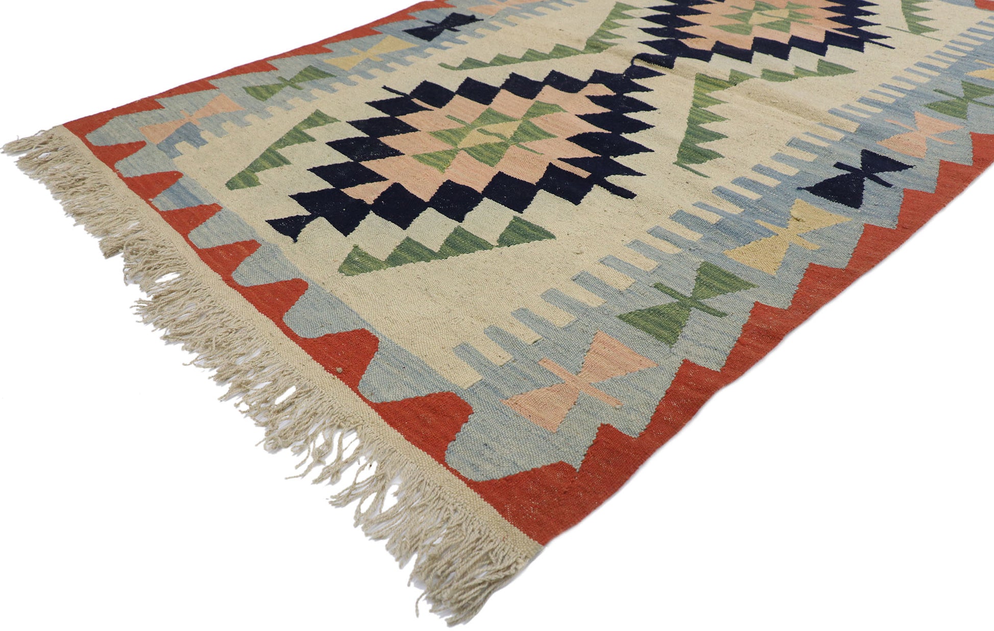 4 x 6 Vintage Persian Shiraz Kilim Rug 78046