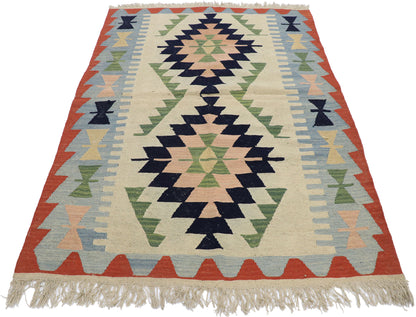 4 x 6 Vintage Persian Shiraz Kilim Rug 78046