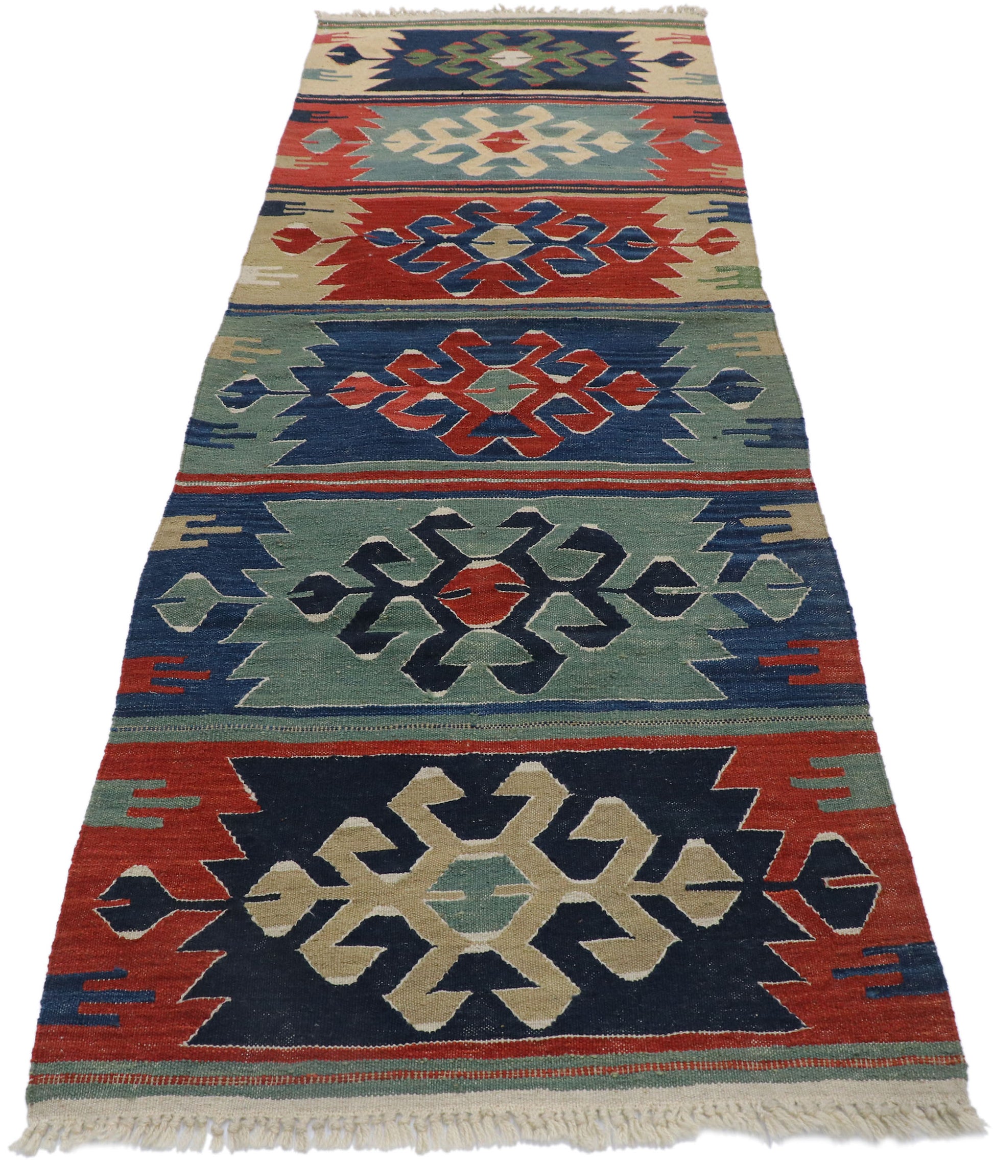 3 x 8 Vintage Persian Shiraz Kilim Rug 78049