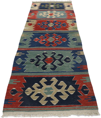 3 x 8 Vintage Persian Shiraz Kilim Rug 78049