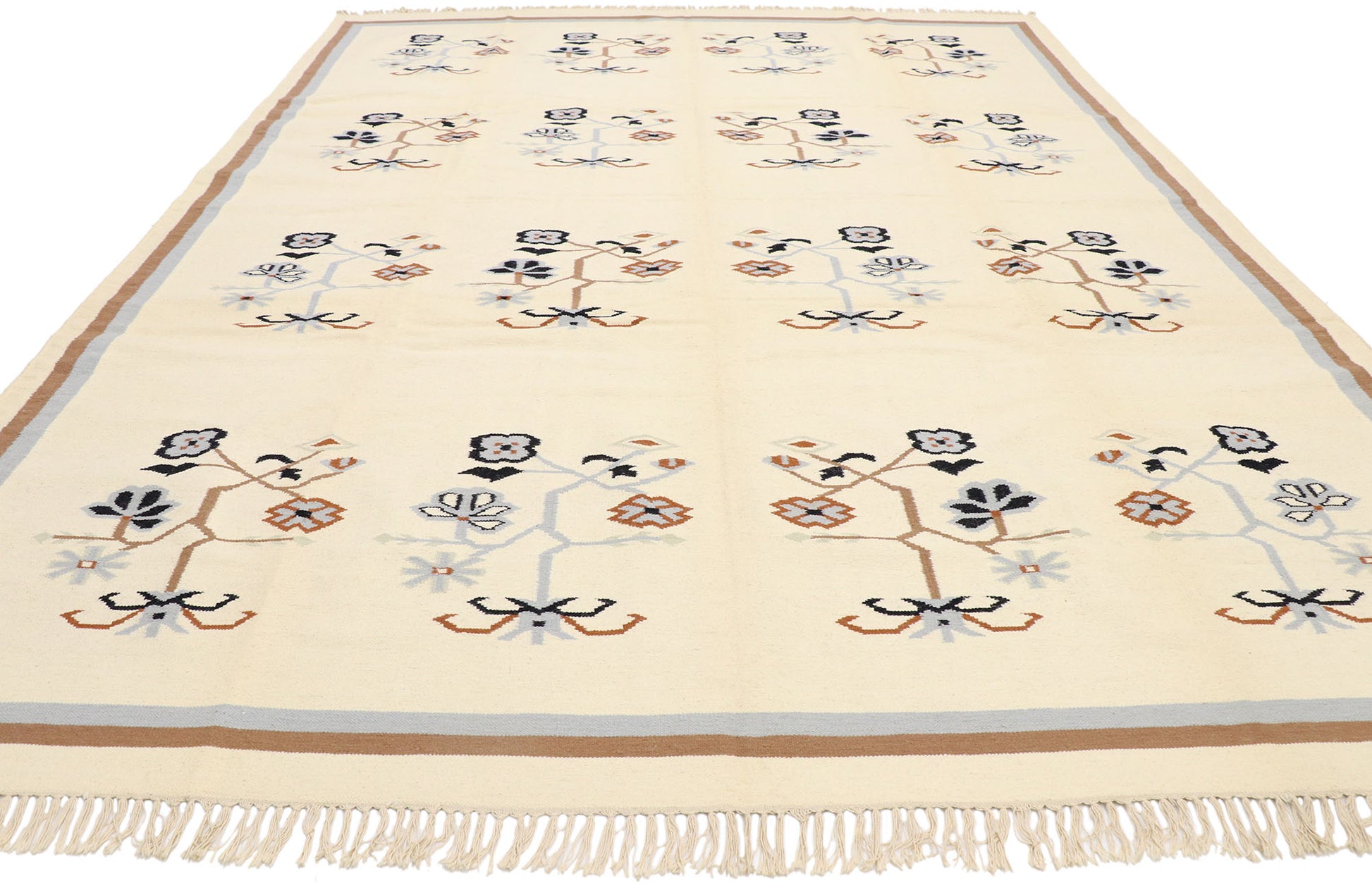 9 x 12 Vintage Chinese Floral Kilim Rug 78057