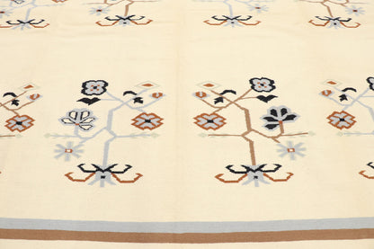 9 x 12 Vintage Chinese Floral Kilim Rug 78057