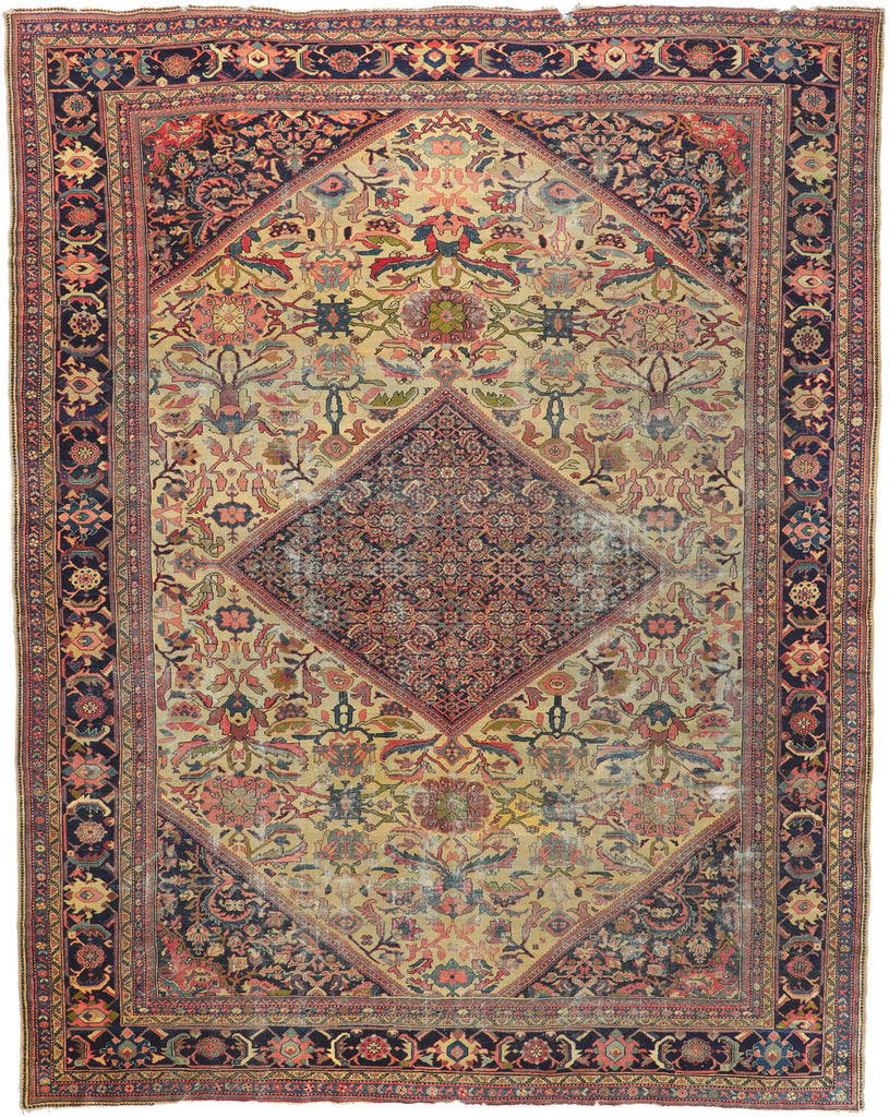 11 x 14 Distressed Antique Persian Mahal Rug 78058
