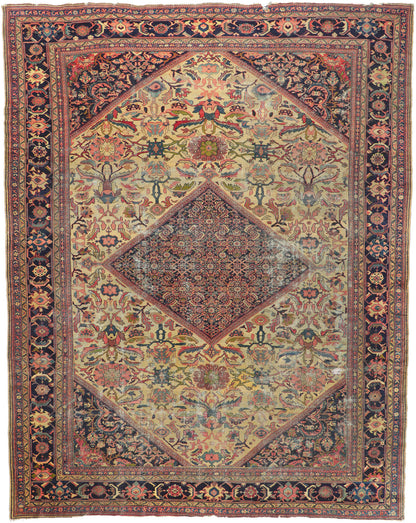 11 x 14 Distressed Antique Persian Mahal Rug 78058
