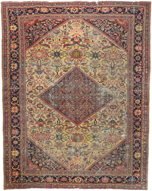 11 x 14 Distressed Antique Persian Mahal Rug 78058