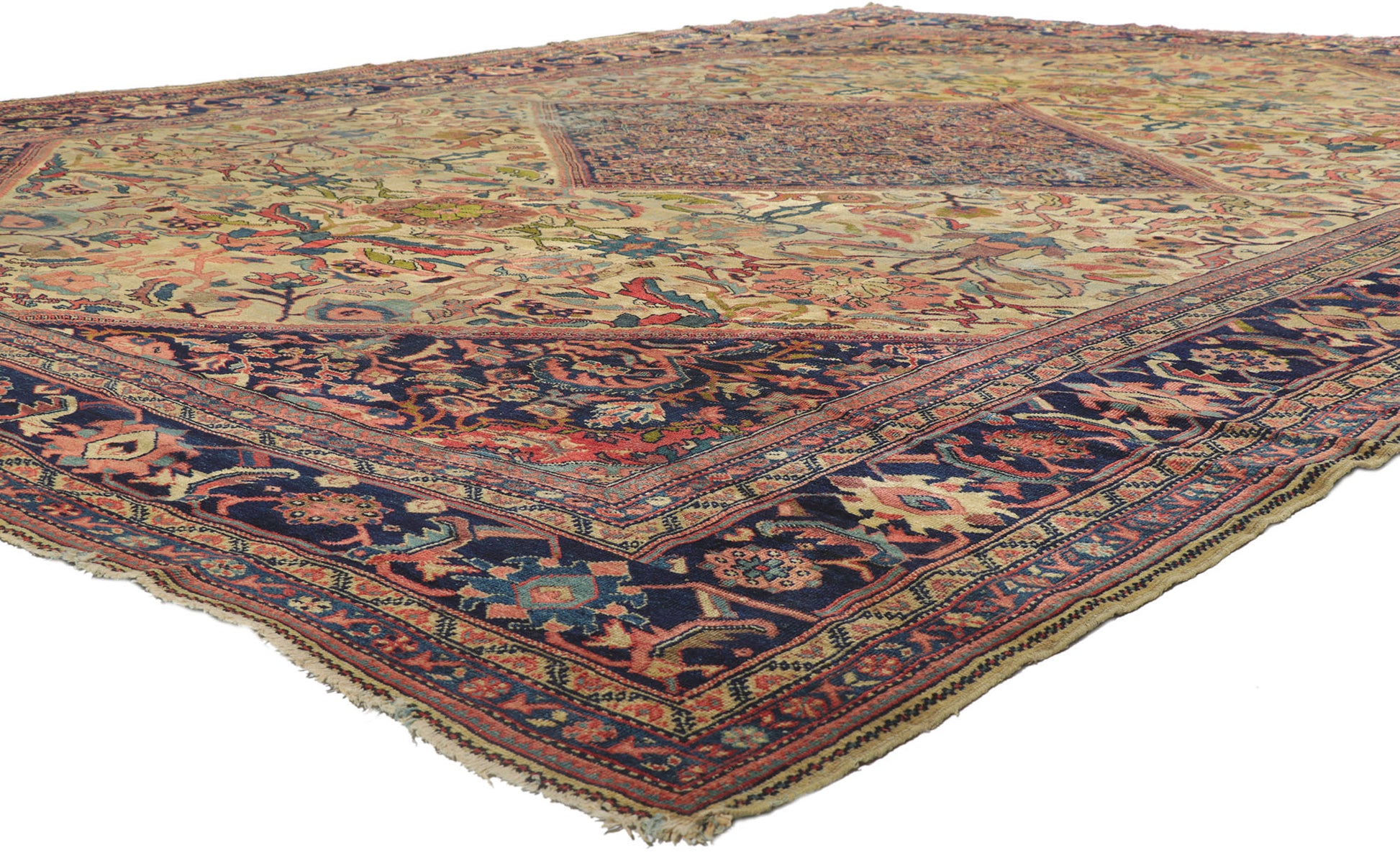 11 x 14 Distressed Antique Persian Mahal Rug 78058