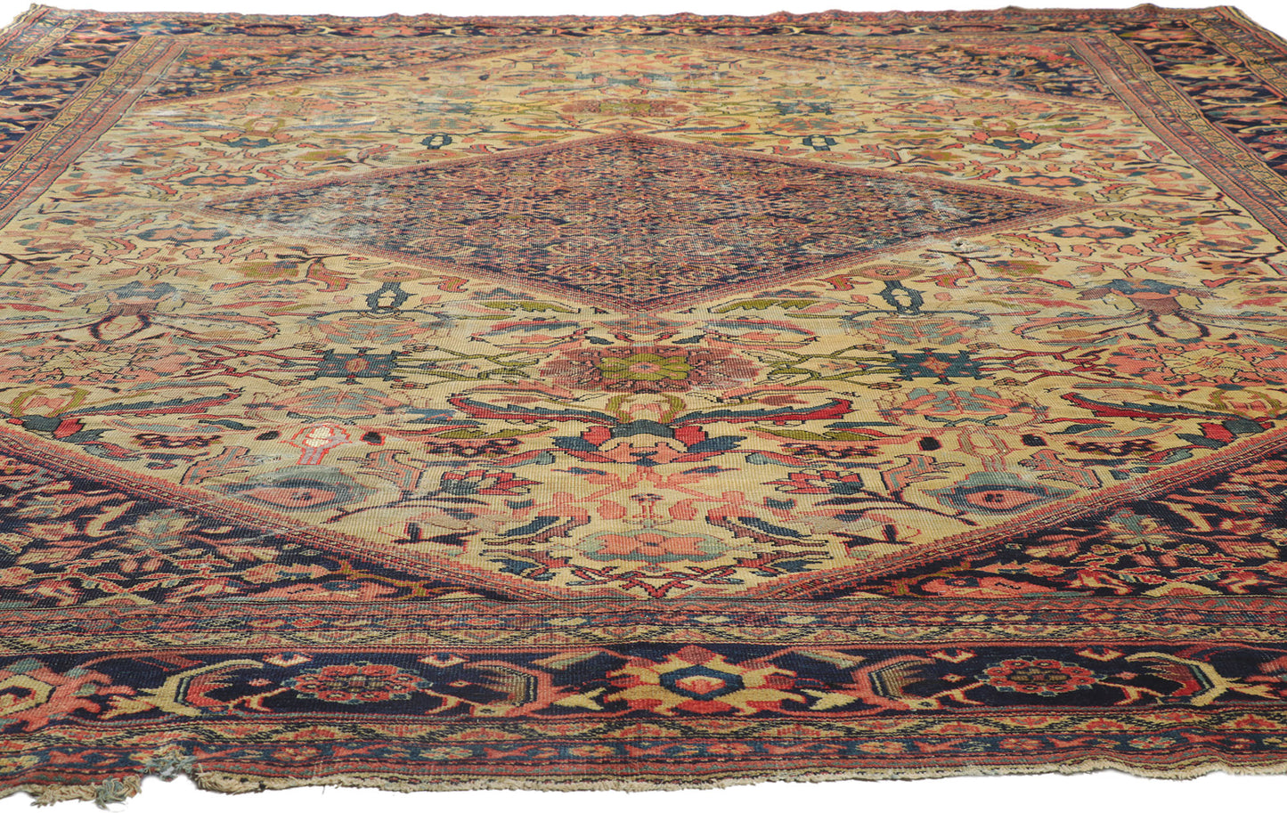 11 x 14 Distressed Antique Persian Mahal Rug 78058