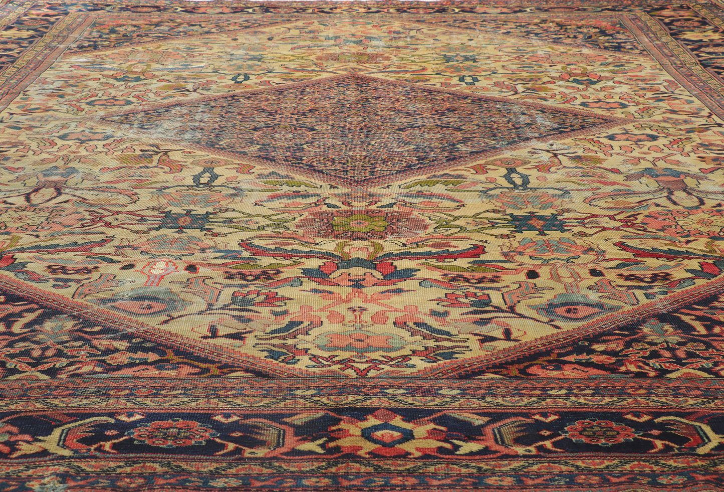 11 x 14 Distressed Antique Persian Mahal Rug 78058