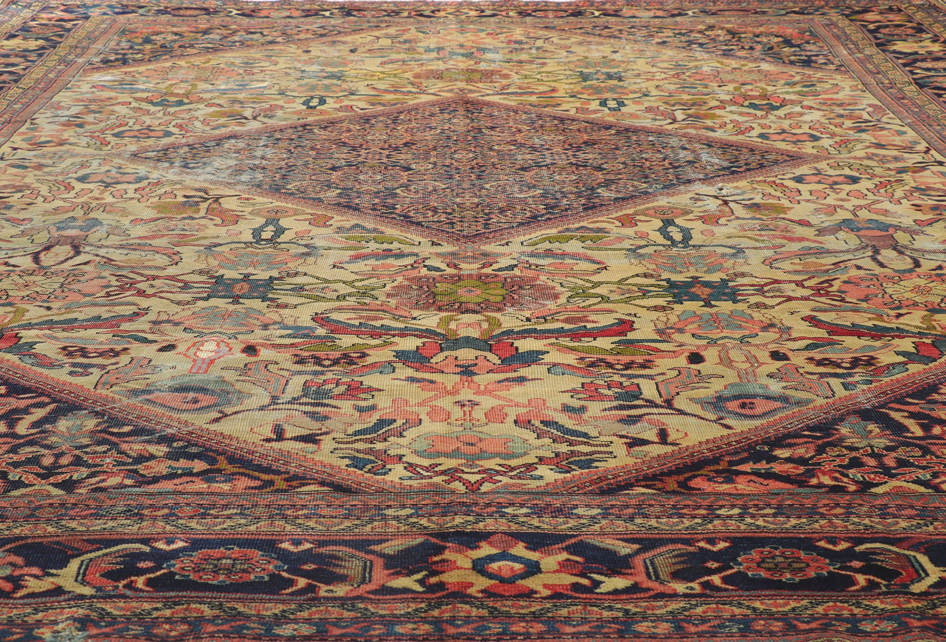 11 x 14 Distressed Antique Persian Mahal Rug 78058