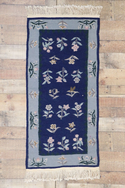 2 x 4 Vintage Chinese Floral Kilim Rug 78071