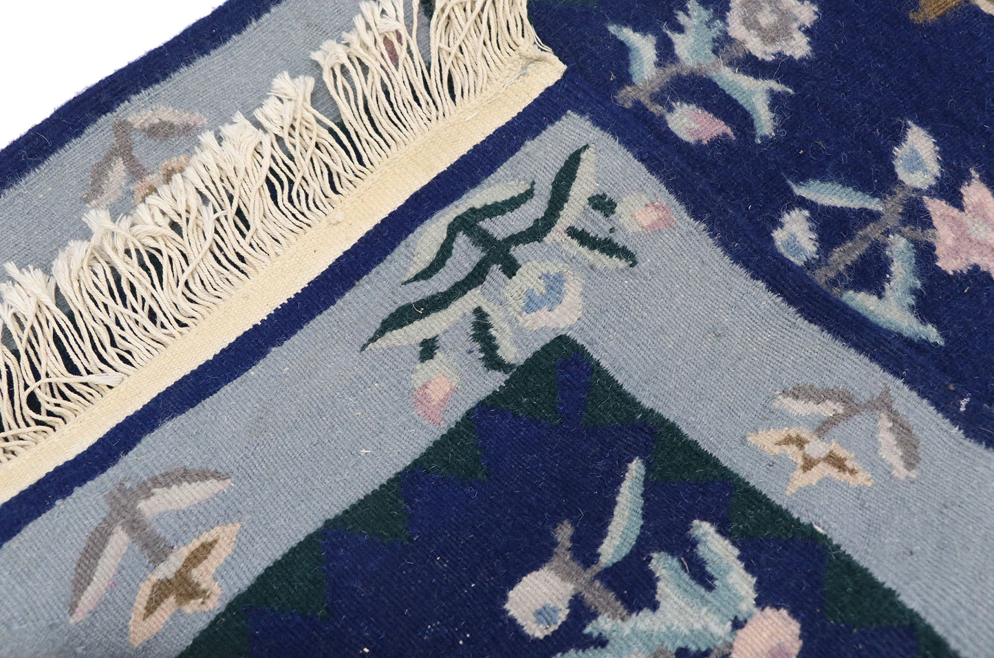 2 x 4 Vintage Chinese Floral Kilim Rug 78071