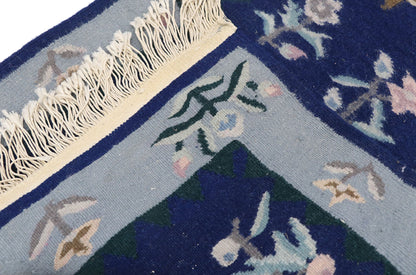 2 x 4 Vintage Chinese Floral Kilim Rug 78071