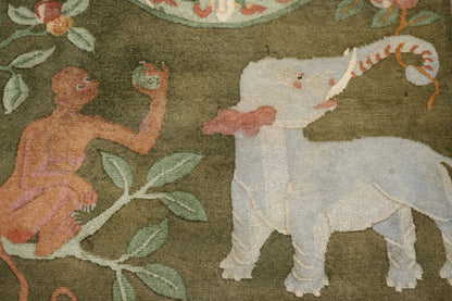 3 x 5 Vintage Green Elephant Tibetan Rug 78076