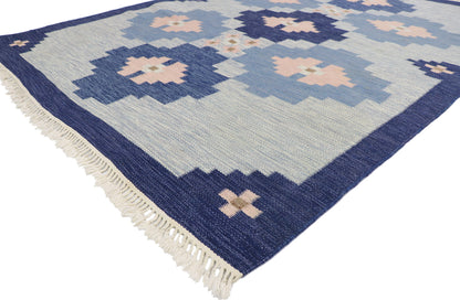 6 x 8 Vintage Blue Swedish Rollakan Rug 78107