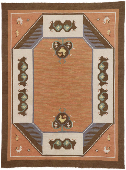 7 x 9 Vintage Kycklingar Swedish Rollakan Rug 78110