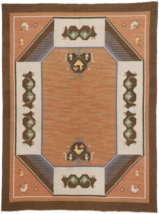 7 x 9 Vintage Kycklingar Swedish Rollakan Rug 78110